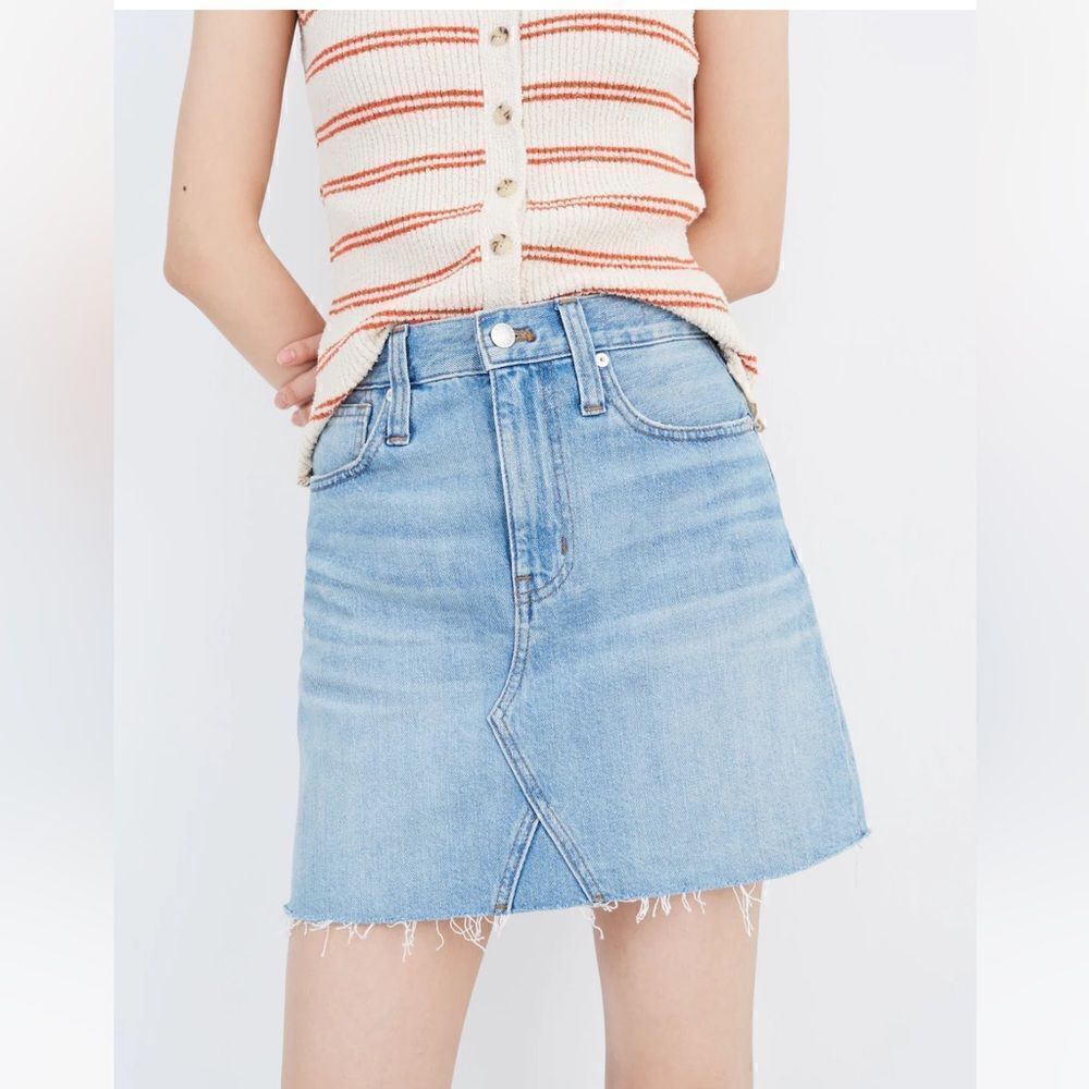 Madewell Rigid Denim A-Line Mini Skirt in Lovell Wash